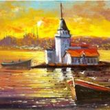 Tablosan Istanbul Kız Kulesi Ve Tekneler Kanvas Tablo 40x80 cm Kb16263 40x80 cm