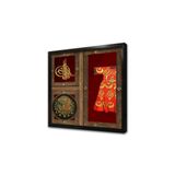 Tablosan Kaftan Tuğra Ve Osmanlı Arması Çerçeveli Mdf Tablo 20 X 20 Cm Mb30012