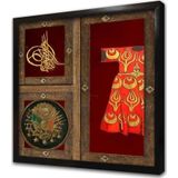 Tablosan Kaftan Tuğra Ve Osmanlı Arması Çerçeveli Mdf Tablo