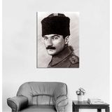 Tablosan Kalpaklı Atatürk Portresi Sepya Kanvas Tablo 50x70 cm 50x70 cm