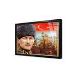Tablosan Kalpaklı Atatürk Ve Türk Bayrağı Çerçeveli Cam Tablo 50X70 Cm Cb01005