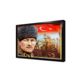 Tablosan Kalpaklı Atatürk Ve Türk Bayrağı Çerçeveli Mdf Tablo 20 X 30 Cm Mb01005