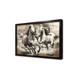 Tablosan Koşan İkili Beyaz At Çerçeveli Cam Tablo 20X30 Cm Cb15023