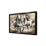 Tablosan Koşan İkili Beyaz At Çerçeveli Mdf Tablo 20 X 30 Cm Mb15023