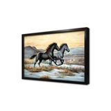 Tablosan Koşan İkili Gri At Çerçeveli Mdf Tablo 40 X 60 Cm Mb15015