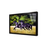 Tablosan Koşan İkili Siyah At Çerçeveli Cam Tablo 20X30 Cm Cb15035