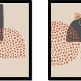 Tablosan Line Art Çiçekler Ikili Çerçeveli Cam Tablo Seti
