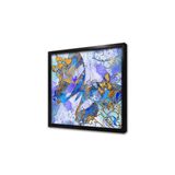Tablosan Mavi Fonda Kelebek Görselleri Çerçeveli Mdf Tablo 50 X 50 Cm Mb15100