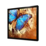 Tablosan Mavi Kanatlı Kelebek Çerçeveli Cam Tablo 20X20 Cm Cb15098