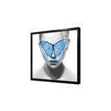 Tablosan Mavi Kelebek Ve Kadın Çerçeveli Cam Tablo 30X30 Cm Cb33007