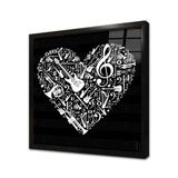 Tablosan Müzik Enstrümanları Kalp Tasarım Çerçeveli Cam Tablo 20X20 Cm Ca08094