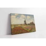 Tablosan Rijnsburg Yel Değirmeni İle Lale Tarlası Claude Monet Kanvas Tablo 120 X 160 Cm Kb22069