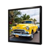 Tablosan Sarı Klasik Araba Çerçeveli Cam Tablo 50X50 Cm Ca01244