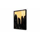 Tablosan Sarı Siyah Soyut Çerçeveli Cam Tablo 60X90 Cm Cb33134