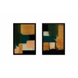 Tablosan Sarı Yeşil Soyut İkili Çerçeveli Mdf Tablo Seti 30 X 40 Cm Mb33162