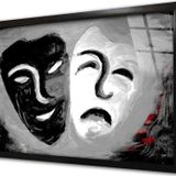 Tablosan Siyah Ve Beyaz Maske Çerçeveli Cam Tablo