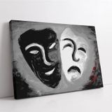 Tablosan Siyah Ve Beyaz Maske Kanvas Tablo