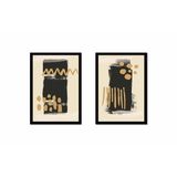 Tablosan Siyah Ve Kahve Soyut İkili Çerçeveli Mdf Tablo Seti 20 X 30 Cm Mb33268