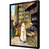 Tablosan Tesbih Alışverişi Yapan Tüccar Çerçeveli Mdf Tablo