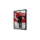 Tablosan Türk Bayrağı Önünde Atatürk Çerçeveli Cam Tablo 20X30 Cm Ca02126