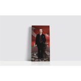 Tablosan Türk Bayrağı Önünde Atatürk Çerçeveli Mdf Tablo 20x40 cm