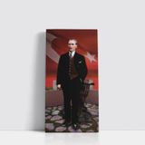 Tablosan Türk Bayrağı Önünde Atatürk Çerçeveli Mdf Tablo 30x60 cm