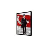 Tablosan Türk Bayrağı Önünde Atatürk Çerçeveli Mdf Tablo 60 X 90 Cm Ma02126