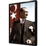 Tablosan Türk Bayrağı Önünde Atatürk Çerçeveli Mdf Tablo