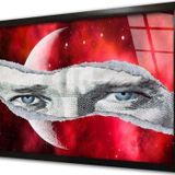 Tablosan Türk Bayrağı Ve Atatürkün Gözleri Çerçeveli Cam Tablo
