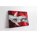 Tablosan Türk Bayrağı Ve Atatürkün Gözleri Kanvas Tablo 30 X 40 Cm Kb33233
