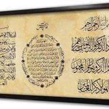 Tablosan Üçlü Dua Ayetel Kürsi Bereket Ve Nazar Ayeti Çerçeveli Cam Tablo