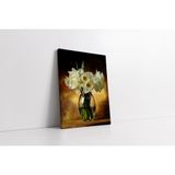 Tablosan Vazoda Beyaz Çiçeklerin Dansı Kanvas Tablo 35 X 50 Cm Ka03608