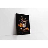 Tablosan Vazoda Çiçekler Ve Meyve Tabakları Kanvas Tablo 30 X 40 Cm Kb03375