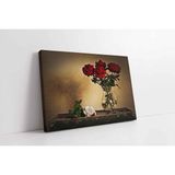 Tablosan Vazoda Kırmızı Çiçekler Kanvas Tablo 50 X 70 Cm Ka03113