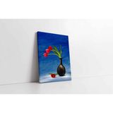 Tablosan Vazoda Kırmızı Çiçekler Kanvas Tablo 70 X 100 Cm Ka03232