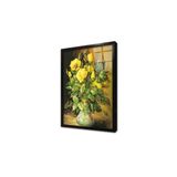 Tablosan Vazoda Sarı Güller Çerçeveli Cam Tablo 20X30 Cm Cb03121