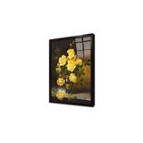 Tablosan Vazoda Sarı Güller Çerçeveli Cam Tablo 20X30 Cm Cb03274