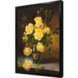Tablosan Vazoda Sarı Güller Çerçeveli Mdf Tablo