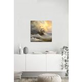 Tablosan Yağlı Boya Fırtınada Yelkenli Tekne Kanvas Tablo 90x90 cm B-17-131 90x90 cm