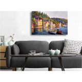 Tablosan Yağlı Boya Istanbul Kıyıda Tekneler Kanvas Tablo 50x70 cm B-16-343 50x70 cm