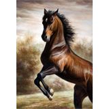 Tablosan Yağlı Boya Şaha Kalkmış At Kanvas Tablo 90x120 cm 90x120 cm
