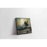 Tablosan Yüksek Dağ Yamacında Ağaç Kanvas Tablo 20 X 20 Cm Kb17102