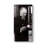 tabloshop Atatürk Türk Kahvesi İçerken Kanvas Tablo 80 x 160