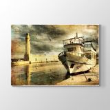 Tabloshop Eski Liman ve Tekne 90x60 cm Tablo
