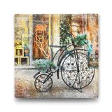 Tabloshop Ferforje Saksı Bisiklet 80x80 cm Tablo