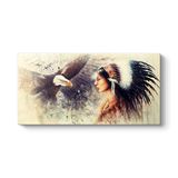 tabloshop Kızılderili ve Kartal Tablo 60 x 30