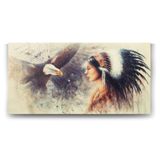 tabloshop Kızılderili ve Kartal Tablo - 80x40cm