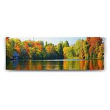 Tabloshop Renkli Ağaçlar Ve Göl 150x50 cm Tablo