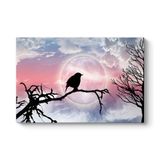 tabloshop Seçe Kuşu ve Dolunay Kanvas Tablo 125 x 80