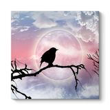 tabloshop Seçe Kuşu ve Dolunay Kanvas Tablo 40 x 40
